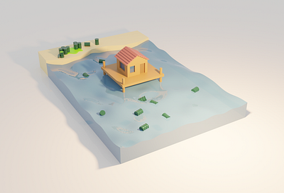 Low Poly Water Study 3d 3d beach blender blender 2.8 blender 3d digital art low poly lowpoly poison water