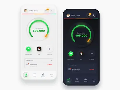 Neumorphic Bank Redesign in Dark and Light mode account bank banking dark mode dashboard fintech interface modern neumorphism redesign skeuomorph skeuomorphism ux uxui