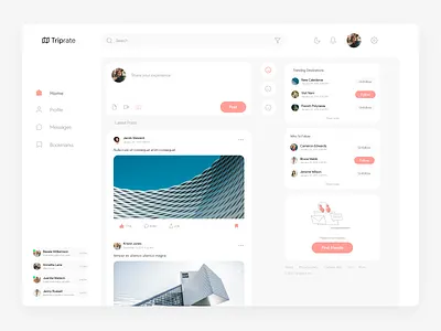 triprate feed UI coral design elements design system social media app travel app triprate ui design ui kit ui ux