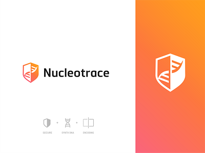 Nucleotrace brand concept branding dna gradient logo science secure shield vector