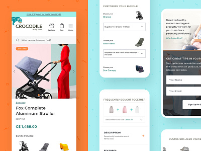 Crocodile Baby Customizable Stroller baby interface kids stroller ui design uiux