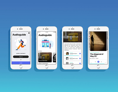 Audio Guide Museum app apple audio audio player audioguide card design ios iphone login mobile museum ui ux ux design