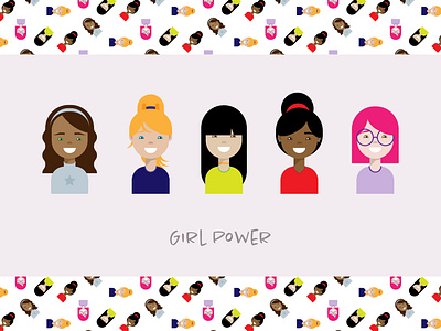 Girl Power Faces Set design digital illustration flat icon illustration illustrator vector vector illustration