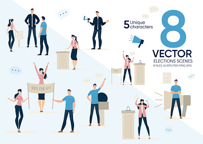 Elections Vector Scenes