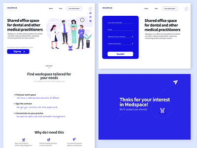 Medspace landing page product design signup web design website