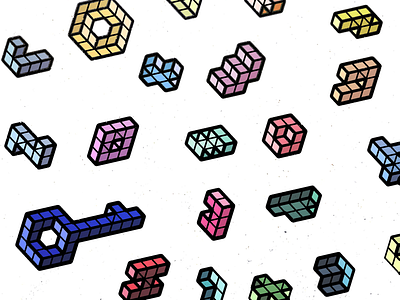 Little shapes geometric illustration isometric