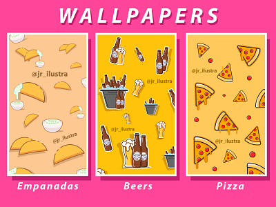 wallpapers adobeillustrator art artvector beers colorful design diseñografico flatdesign graphicdesign illustration illustrator pizza vectorart wallpaper