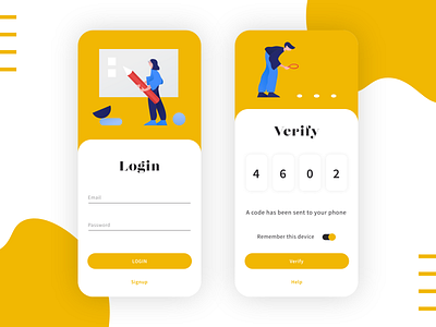 Login and 2FA UI 2 factor authentication 2fa application login clean design inspiration login login design login screen loginscreen minimal minimal design minimal login mobile app simple design toggle design ui design ux design