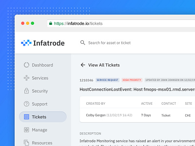 Data Center Saas Admin Portal a small studio admin cloud colocation data center enterprise infatrode managed services portal product design saas seattle servers software design tickets uiux user interface web design