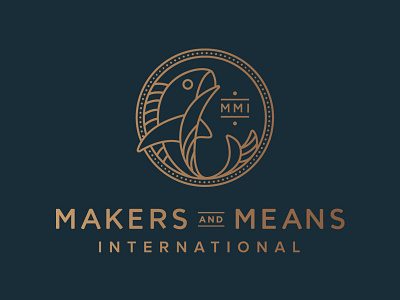 Makers and Means coin design fish illustration logo money monoline typography