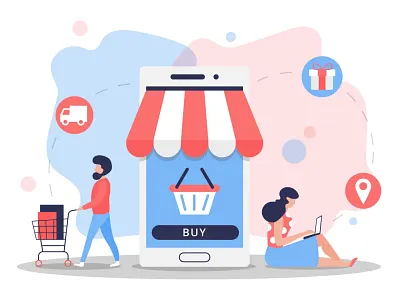 Online Shopping Vector Illustration graphics illustration online shopping shopping typography vector