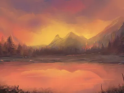 Sunset in Tolima fantasy graphic art illustration sunset