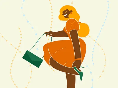 Party color dance dress edgy fiesta flat glyph icon illustration look party shape simple woman yellow