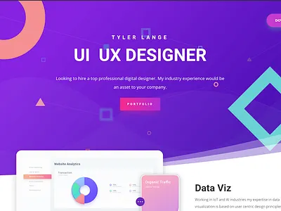 Tyler's Portfolio Splash page data visualization data viz design landing page splash page ui ux
