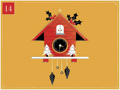 Christmas Countdown | 14 advent calendar animation avdent christmas card christmas tree countdown cuckoo cuckoo clock german clock happy holidays holly illustration merry christmas midcentury motion designer motion graphics nordic texture vintage wooden clock