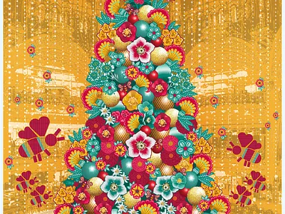 Visualization sketch for the Galeries Lafayette 2019 christmas galeries lafayette hive holiday illustration paris qcassetti queen queen bee queenbee tree
