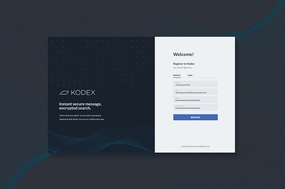 Kodex register page app design redesign sketch ui