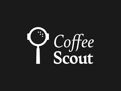 Coffee Scout cafe coffee coffee shop finder logo magnifying glass portafilter