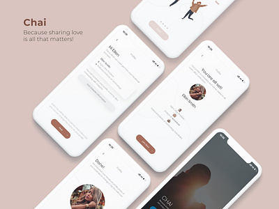 Chai - Dating App app chai dailyui dating app design flat illustraion india mobileappdesign neutrals ui ui ux ui design