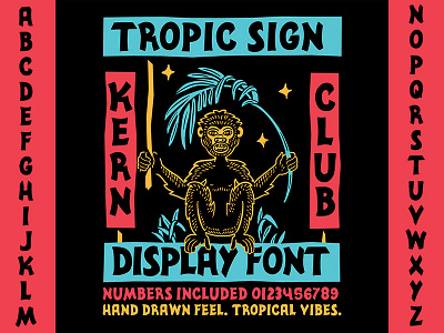 tropic sign font club font hand lettering kern lettering letters monkey palm samborghini sign tropical typography