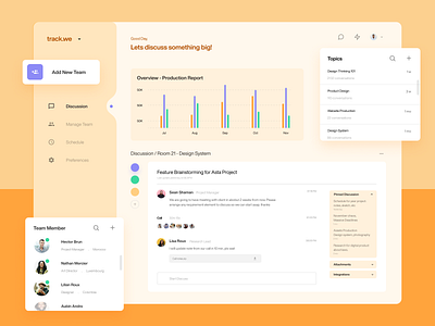 Discussion Rooms app chat company discussions message stats teams ui ux website