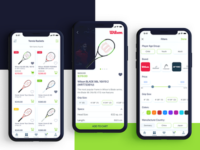 E-commerce concept application cart catalog e commerce e commerce app e commerce design filters ios items mobile odessa product sale screen shop shopping app sports shop tennis ui ukraine