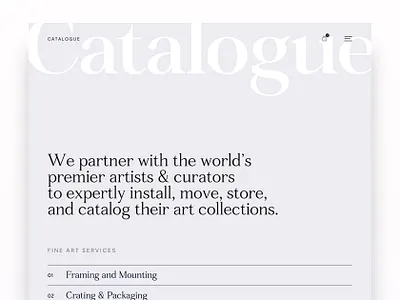 Catalogue Style Test 1 art curator type typography web design website website design