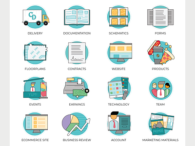 Web Icon Set app branding coffee coffeeshop convenience store delivery design food icon icons illustration pastel pizza portal semi truck ui vector website