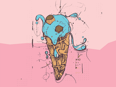 ICE CREAM graphic design ice cream ice cream cone illustraion scoops scribble vector vector illustration vector illustrator