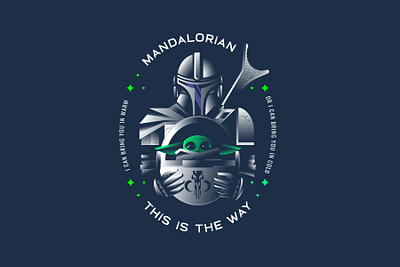 Mandalorian baby yoda badge design disney geometric gradient illustration logo mandalorian star wars starwars