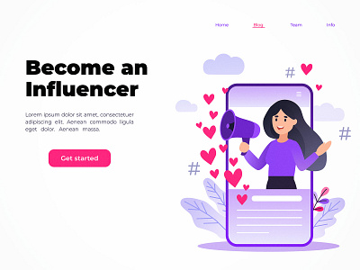 Media Influencer character concept design flat illustration influencer page social media socialmedia ui vector web