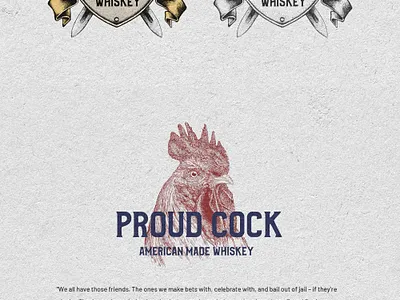 Proud Cock branding cock hand drawn illustration logo print roster shield sword vintage whiskey