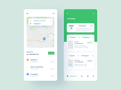 Shipping Track App app blue clean code dashboard green map maps minimalist pin shipping stuff tracking ui