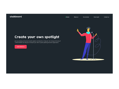 Public speaking training dark design illustration typography ui ux design uxd web