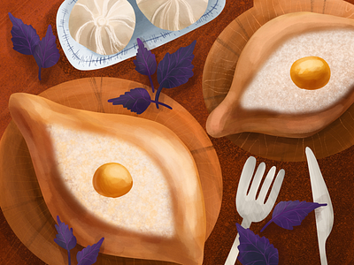 khachapuri art bakery products cheese design food georgian cuisine illustration illustrator khachapuri meal procreate still life