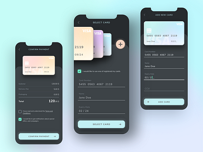 Mobile Checkout app design checkout creditcard daily daily ui dailyui dark app dark ui ui uiux