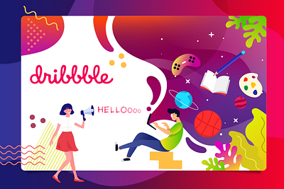 Hello dribble design illustration