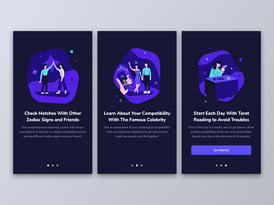 Onboarding screens for Horoscope app design illustraion mobile ui design user interface ux