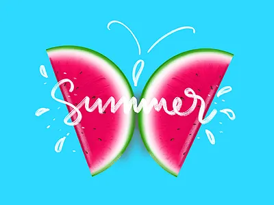 Summer Melon Butterfly digital art illustration procreate typography