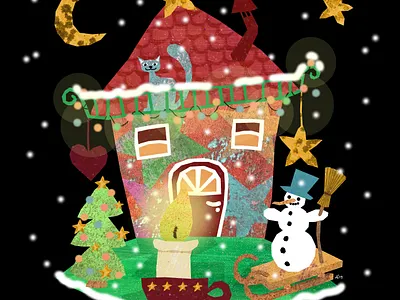 Decorate a House advent candle cat childrens christmas house illustration illustration art illustration design illustrations snowman stars