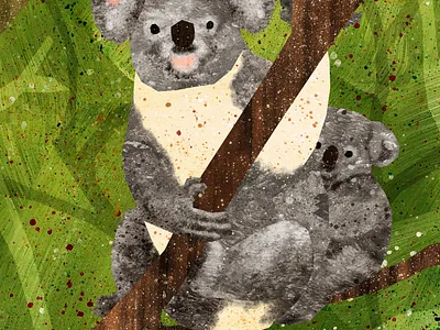 Koala and Baby animals animals illustrated australia green illustration illustration art illustration design illustrations jungle koala