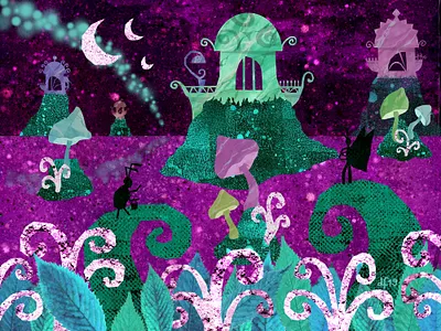 Magical Landscape childrens fairy tale fantasy fantasy art green illustration illustration art illustration design illustrations insects landscape magical mythology