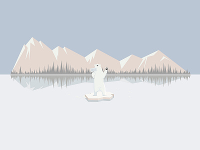 Loneliness of a polar bear alone arctic bear cartoon cold extinction freezing frozen global warming ice ice floe iceberg loneliness lonesome nature polar polar bear snow wildlife winter