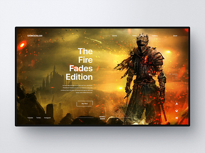 #01 Praise the sun black clean concept dark souls design first screen game homepage minimalism modern ui ux web design webpage webside