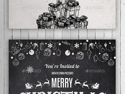 Vintage Christmas Flyer - Chalk Flyer christmas banner christmas card christmas chalk flyer christmas covers christmas flyer christmas party flyer christmas vintage flyer design invitation invitation card