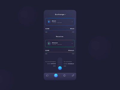 Crypto Wallet App: Exchange Screen app blockchain crypto wallet design exchange interface mobile mobile interface money transfer motion ui ui design userinterface ux wallet app