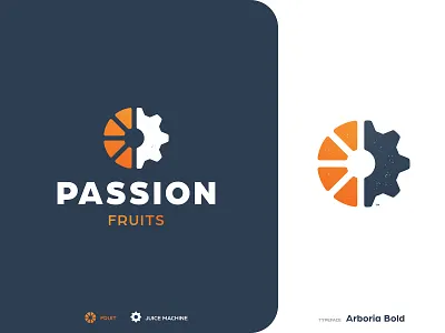 Passion Fruits - Brand Identity brand brand identity branding cog design drop identity design identity designer illustration lettermark logo logomark logotype designer logotypedesign negative space orange juice smart mark styleguide tangerine typography