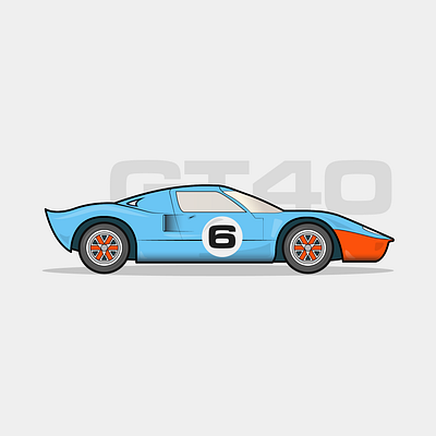 1960 Ford GT 40 1960 6 automobile blue car classic design ford gt40 illustration illustrator orange race ui ux vector vintage wheels