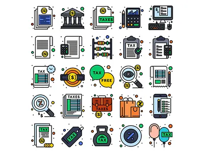 Taxes Finance Related Concept Icon set accounting accounts bank app banking design icon icons illustration tax icon vector