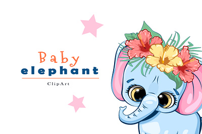 Baby elephant. Clip art animal baby character cute design elephant illustration kids tropic vector